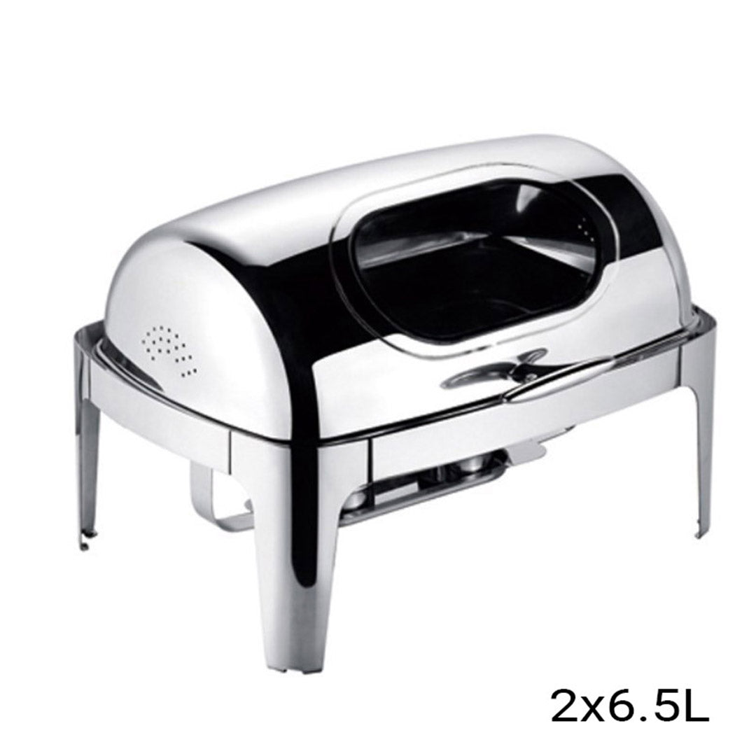 SOGA 2X 6.5L Stainless Steel Double Soup Tureen Bowl Station Roll Top Buffet Chafing Dish Catering Chafer Food Warmer Server • LUZ-ChafingDishV4A2X2