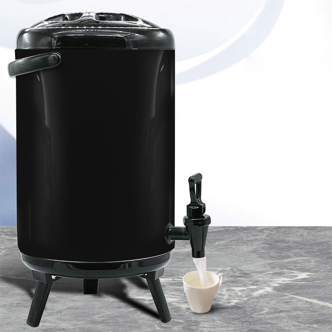 SOGA 8L Stainless Steel Insulated Milk Tea Barrel Hot and Cold Beverage Dispenser Container with Faucet Black • LUZ-VICDispenser8LBLK