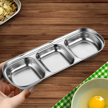 SOGA 20.5cm Silver Sauce Pan with Three Compartments Divided Sauce Dish Kitchen Essential • LUZ-VICPlate47