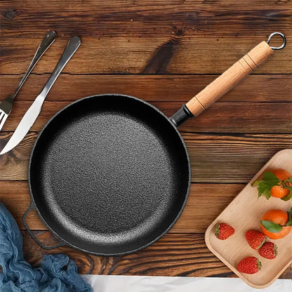 SOGA 2X 27cm Round Cast Iron Frying Pan Skillet Steak Sizzle Platter with Helper Handle • LUZ-ZPai018BX2