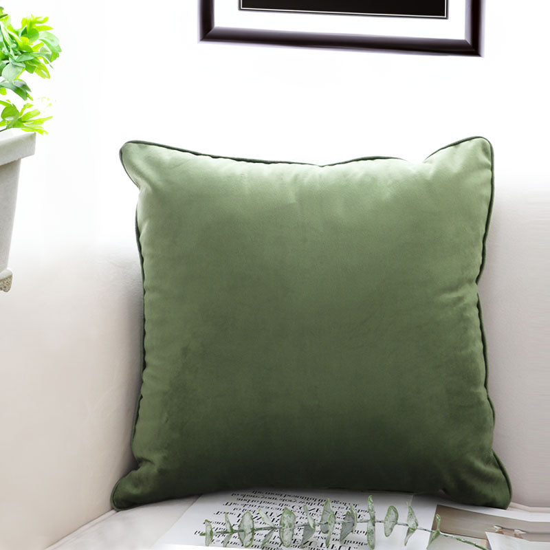 SOGA 2X 45cm Subtle Army Green Foliage Velvet Square Throw Pillow • LUZ-FrenchCushion258X2