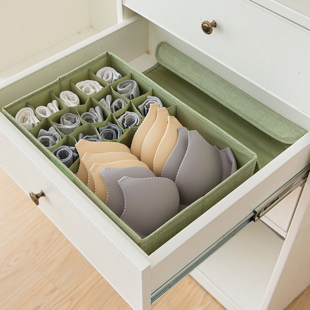 SOGA Green Flip Top Underwear Storage Box Foldable Wardrobe Partition Drawer Home Organiser • LUZ-SBox034