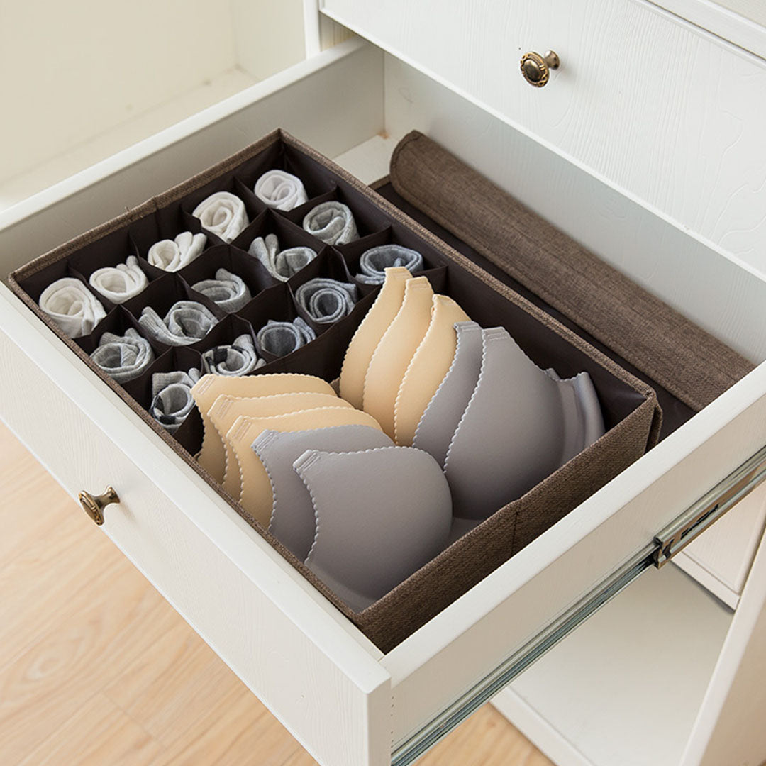 SOGA Coffee Flip Top Underwear Storage Box Foldable Wardrobe Partition Drawer Home Organiser • LUZ-SBox033