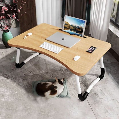 SOGA Walnut Portable Bed Table Adjustable Foldable Bed Sofa Study Table Laptop Mini Desk with Notebook Stand Card Slot Holder Home Decor • LUZ-BedTableG42