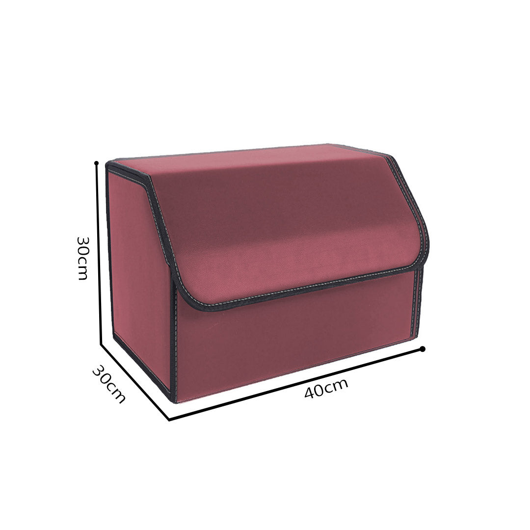 SOGA Leather Car Boot Collapsible Foldable Trunk Cargo Organizer Portable Storage Box Red Medium • LUZ-StorageREDMed
