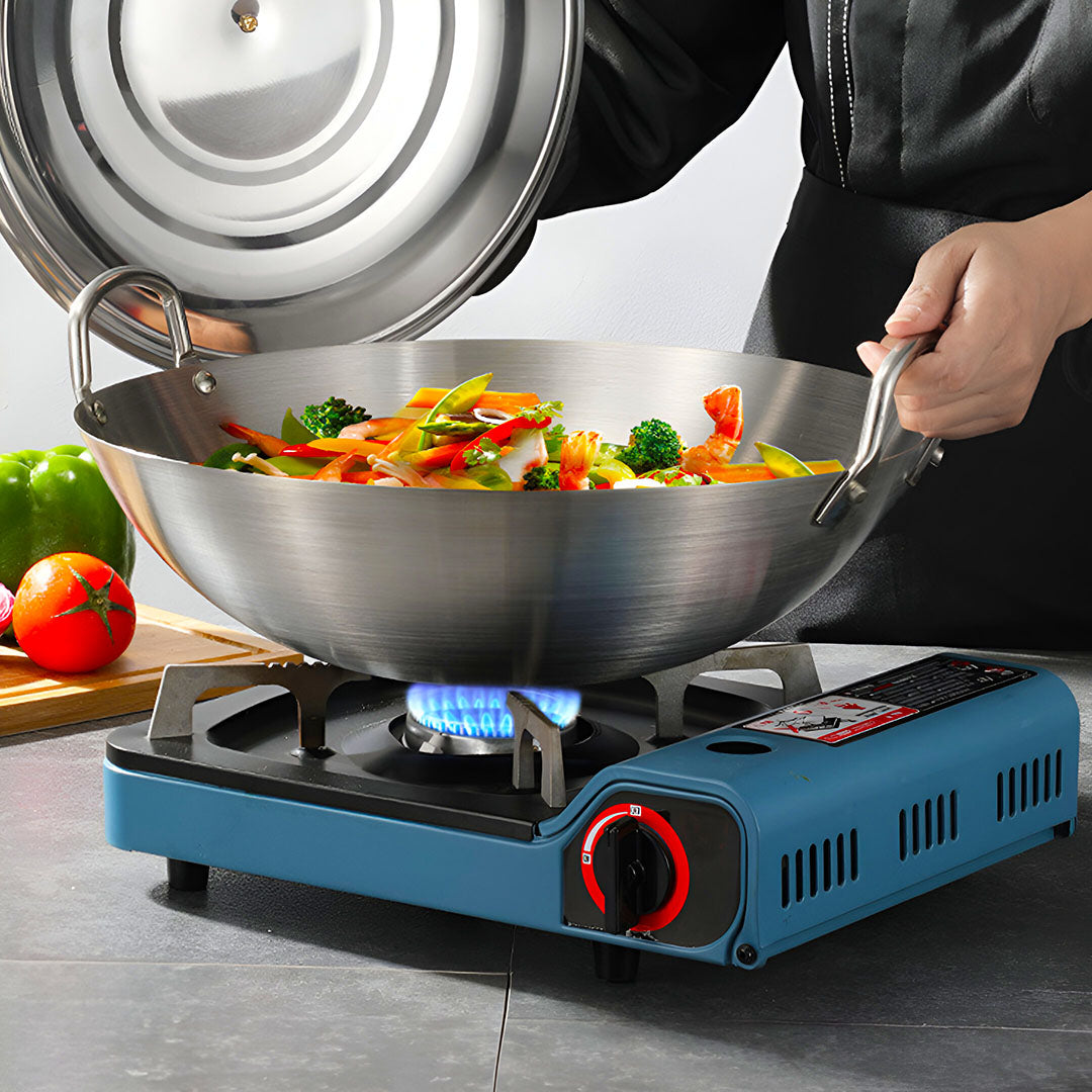 SOGA 43cm Stainless Steel Kitchen Cooking Wok with 2 Sturdy Handles • LUZ-WokCom43