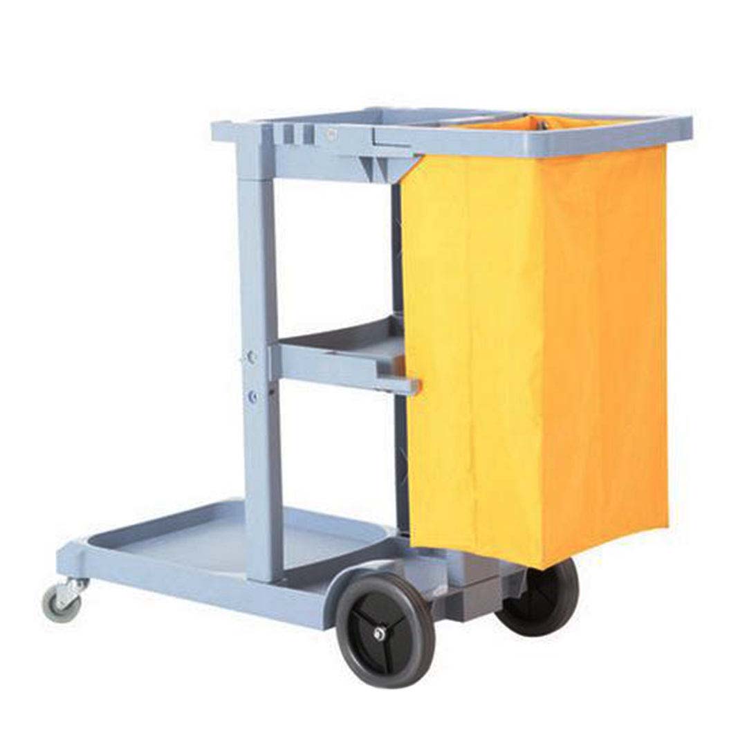 SOGA 2X 3 Tier Multifunction Janitor Cleaning Waste Cart Trolley and Waterproof Bag • LUZ-FoodCart033GWGrayX2