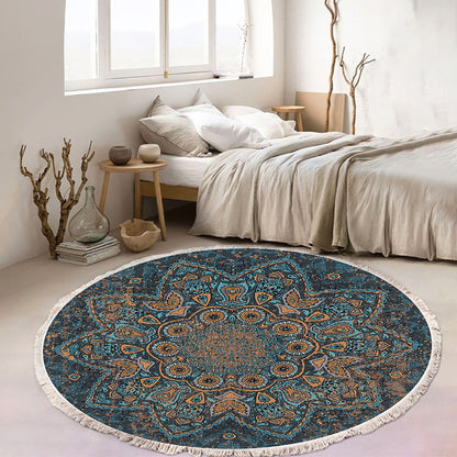 SOGA 2X 120cm Mandala Pattern Circle Area Rugs for Living Room Lounge, Anti-slip Doormat, Home Decor • LUZ-CarpetYH40X2