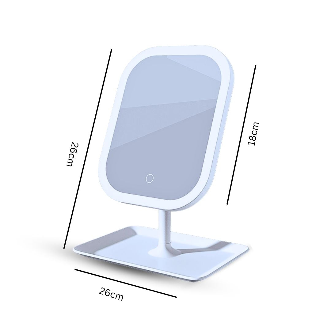 SOGA 26cm White Squared Smart LED Makeup Bedroom Table Vanity Mirror Tricolor  w/ 5x Magnification • LUZ-MirrorE9