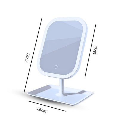 SOGA 26cm White Squared Smart LED Makeup Bedroom Table Vanity Mirror Tricolor  w/ 5x Magnification • LUZ-MirrorE9