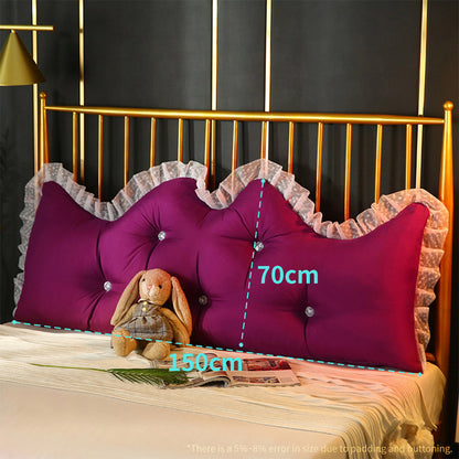SOGA 4X 150cm Burgundy Princess Bed Pillow Headboard Backrest Bedside Tatami Sofa Cushion with Ruffle Lace Home Decor • LUZ-PillowSlk150BurgundyX4