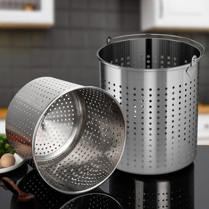 SOGA 21L 18/10 Stainless Steel Stockpot with Perforated Stock Pot Basket Pasta Strainer • LUZ-StockPot30CMwPastaInsert3901