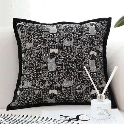 SOGA 45cm Throw Pillow Black Cat Paradise Wide Border Decorative Cushion for Living Room • LUZ-FrenchCushion293