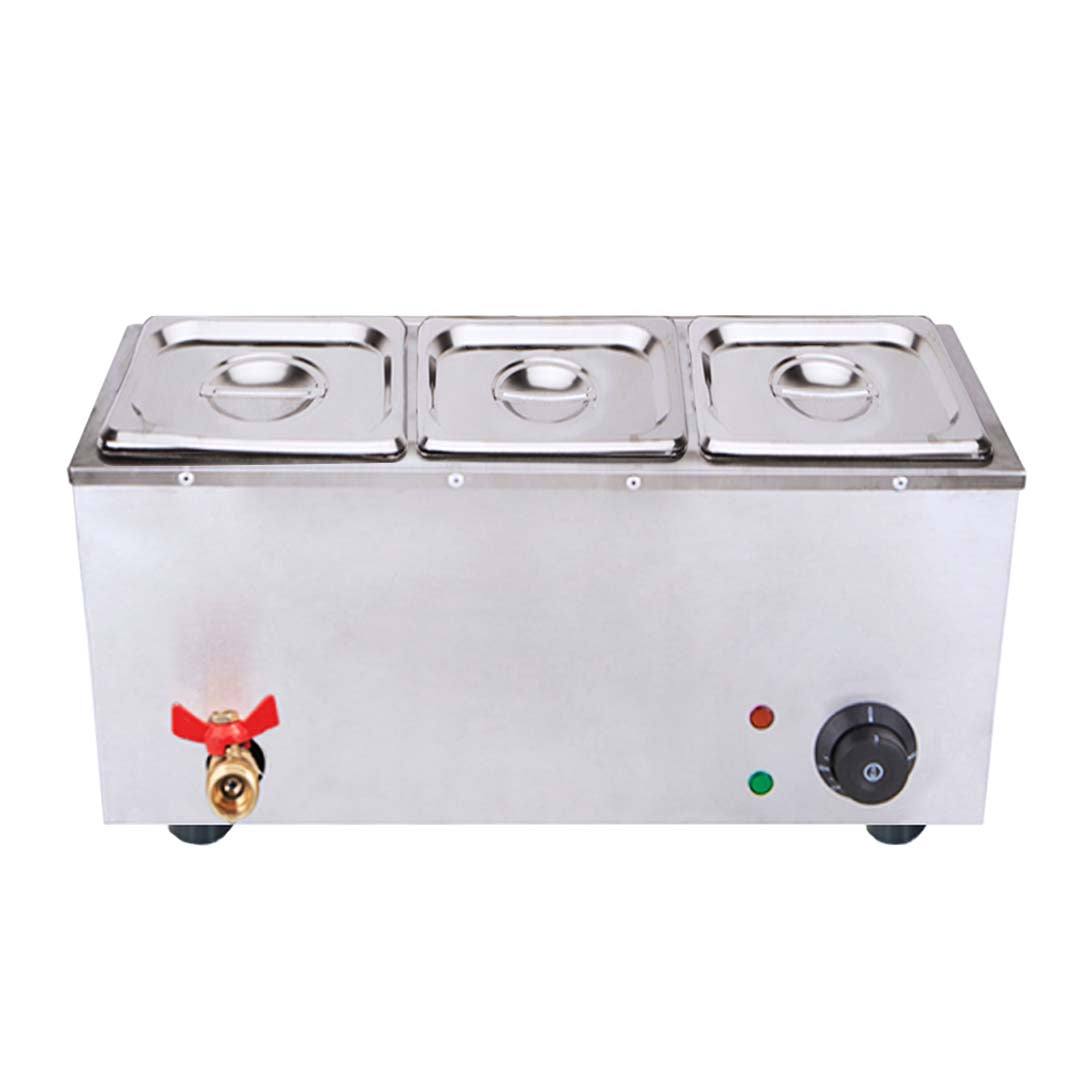 SOGA Stainless Steel 3 X 1/2 GN Pan Electric Bain-Marie Food Warmer with Lid • LUZ-FoodWarmer741