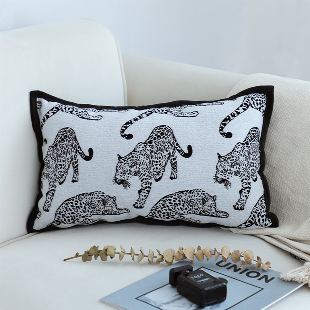 SOGA 2X 30cm Throw Pillow White &  Black Leopard Light Luxury Lumbar Decorative Cushion for Living Room LUZ-FrenchCushion296X2