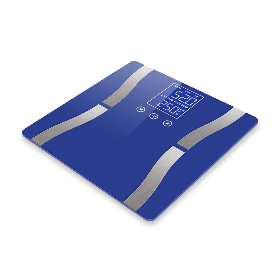 SOGA 2X Glass LCD Digital Body Fat Scale Bathroom Electronic Gym Water Weighing Scales Blue/Pink • LUZ-BodyFatScaleBLU-PNK