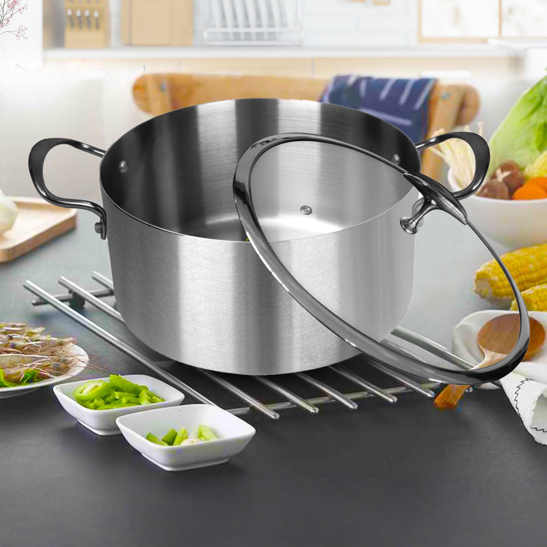 SOGA Dual Burners Cooktop Stove, 17L Stainless Steel Stockpot 28cm and 30cm Induction Casserole • LUZ-ECooktDBL-StockPot17L-CASL4227
