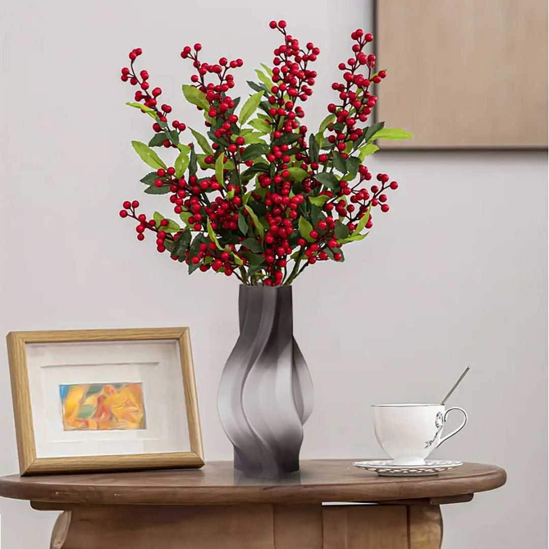 SOGA 33cm Glass Vase Grey with Beautiful glass Bubble Texture Art Vases • LUZ-GVaseGRY32