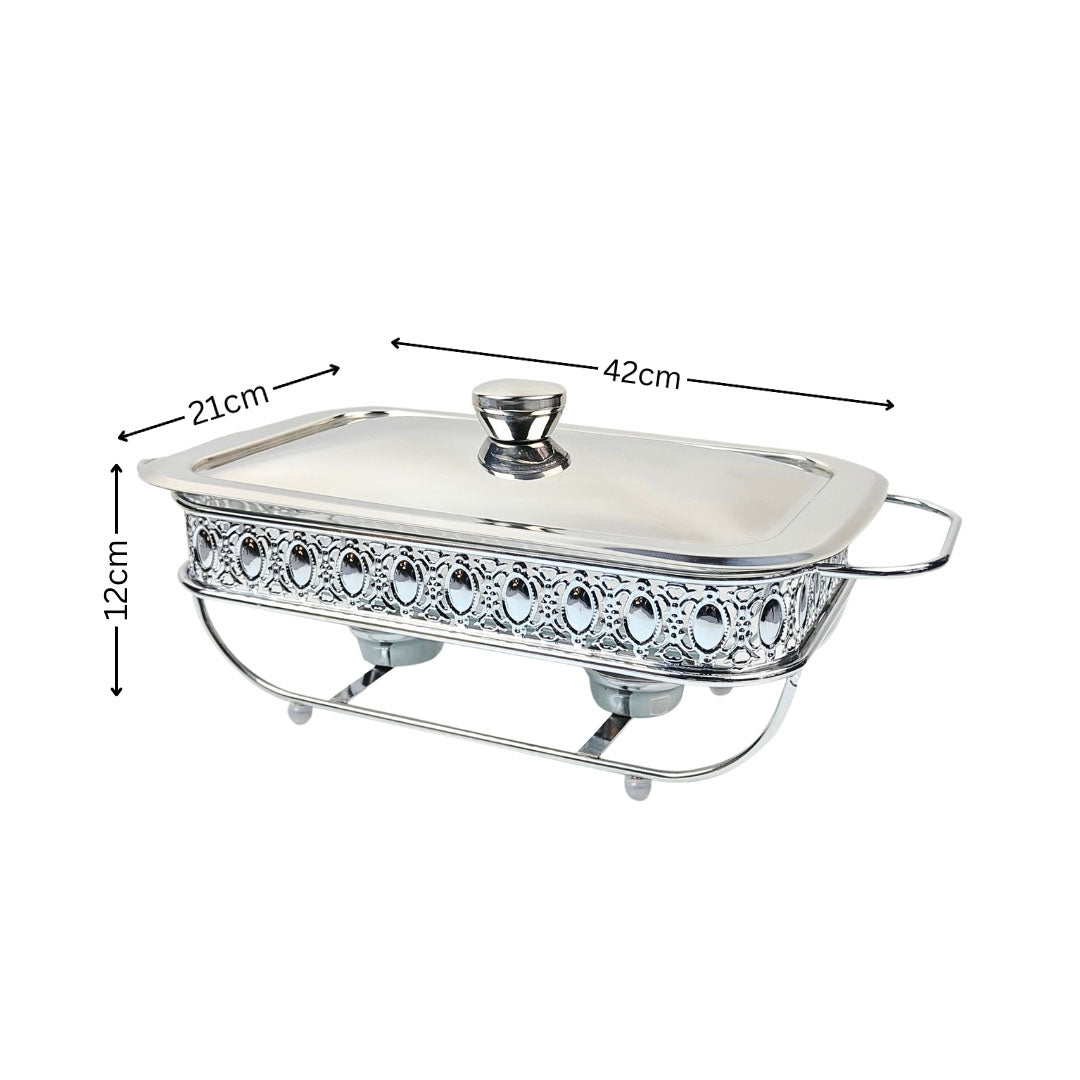SOGA 2L Lace Edge Dining Stove Silver Color Portable Dining Cooking Appliance for Kitchen Essential • LUZ-ChafingDish6V18