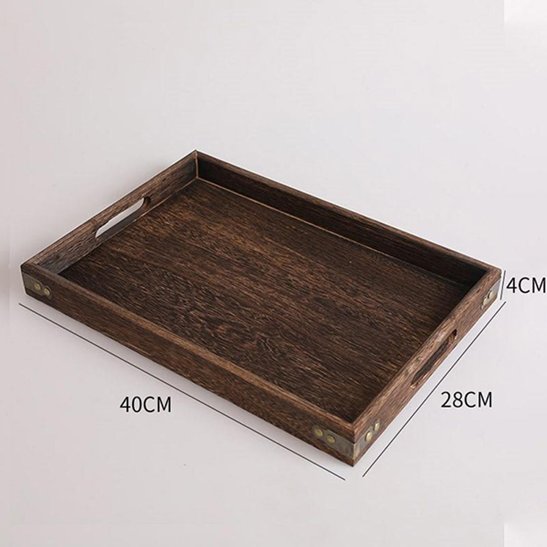 SOGA Large Walnut Rectangle Wooden Tray Breakfast Dinner Serving Board Tea Set Holder Kitchen Home Decor • LUZ-WodE563