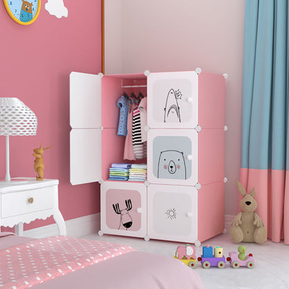SOGA 6 Cubes Pink Portable Wardrobe Divide-Grid Modular Storage Organiser Foldable Closet • LUZ-Wrobe1772