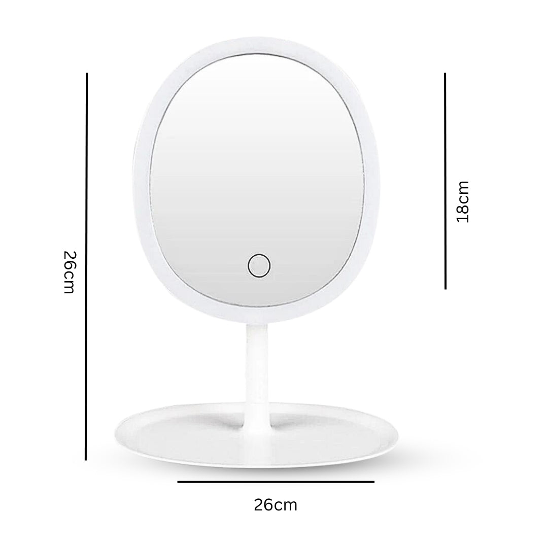 SOGA 26cm White Oval Smart LED Makeup Bedroom Table Vanity Mirror Tricolor w/ 5x Magnification LUZ-MirrorE11