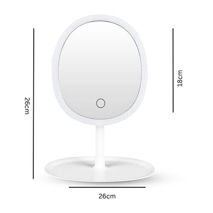 SOGA 26cm White Oval Smart LED Makeup Bedroom Table Vanity Mirror Tricolor w/ 5x Magnification LUZ-MirrorE11