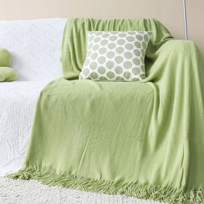 SOGA Green Acrylic Knitted Throw Blanket Solid Fringed Warm Cozy Woven Cover Couch Bed Sofa Home Decor • LUZ-Blanket913