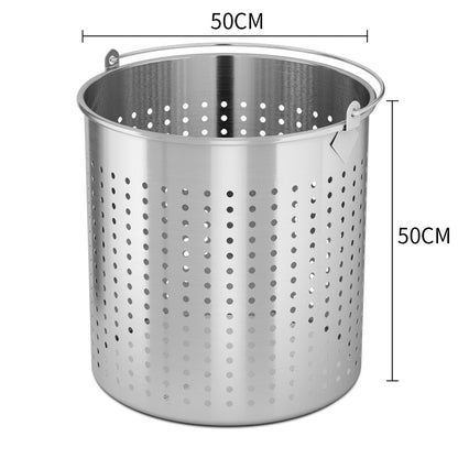 SOGA 2X 98L 18/10 Stainless Steel Perforated Stockpot Basket Pasta Strainer with Handle • LUZ-PastaInsert3906X2