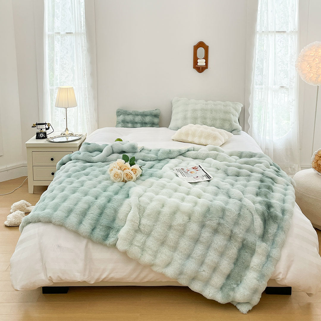 SOGA 200cm Light Green Fuzzy Super Soft and Cozy Fluffy Throw Blanket • LUZ-BlanketFur339