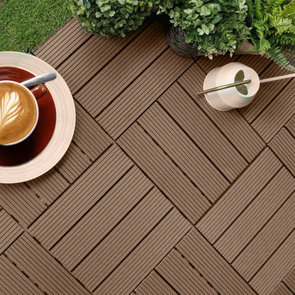 SOGA 2X 11 pcs Light Chocolate DIY Wooden Composite Decking Tiles Garden Outdoor Backyard Flooring Home Decor • LUZ-Deck7004X2