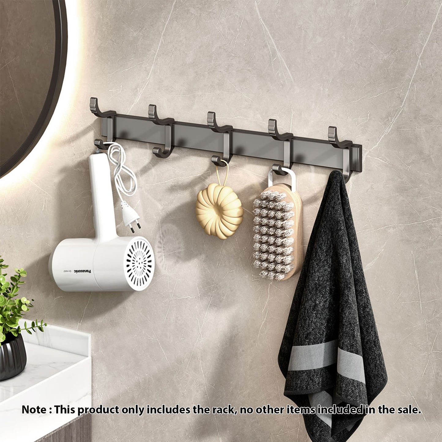 SOGA 2X 37cm Wall Mounted Towel Rack Space-Saving Hanger Organiser with Durable Hooks LUZ-TAN1017X2