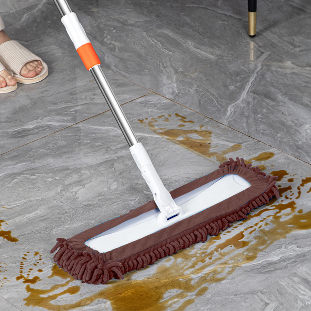 SOGA 80x12 Coffee Microfiber Flat Mop Floor Cleaning Pads Rotating Dust Remover • LUZ-MopCof80