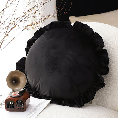 SOGA 2X 45X Butterfly Black Vintage Lotus Leaf Edge Round Throw Pillow • LUZ-FrenchCushion243X2