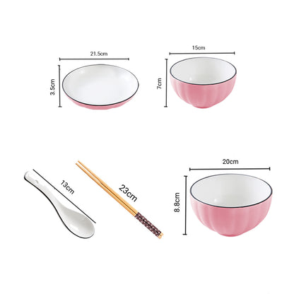 SOGA Pink Japanese Style Ceramic Dinnerware Crockery Soup Bowl Plate Server Kitchen Home Decor Set of 10 • LUZ-BowlG118