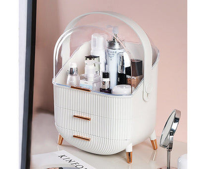 SOGA 2X 29cm White Countertop Makeup Cosmetic Storage Organiser Skincare Holder Jewelry Storage Box with Handle • LUZ-BathC109X2