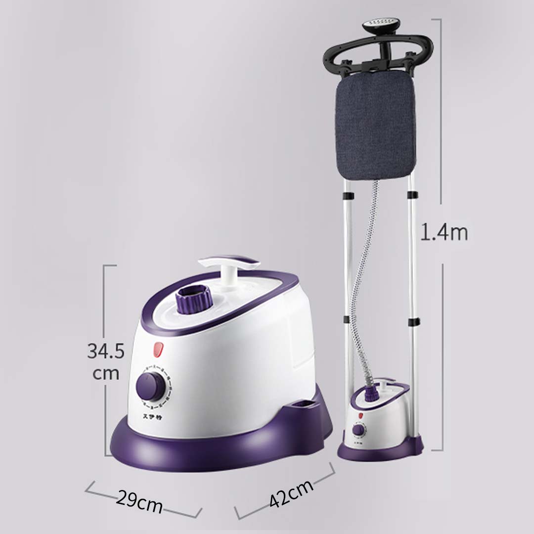 SOGA Garment Steamer Vertical Twin Pole Clothes 1700ml 1800w Professional Steaming Kit Purple • LUZ-GarmentSteamerTwinPolePurple