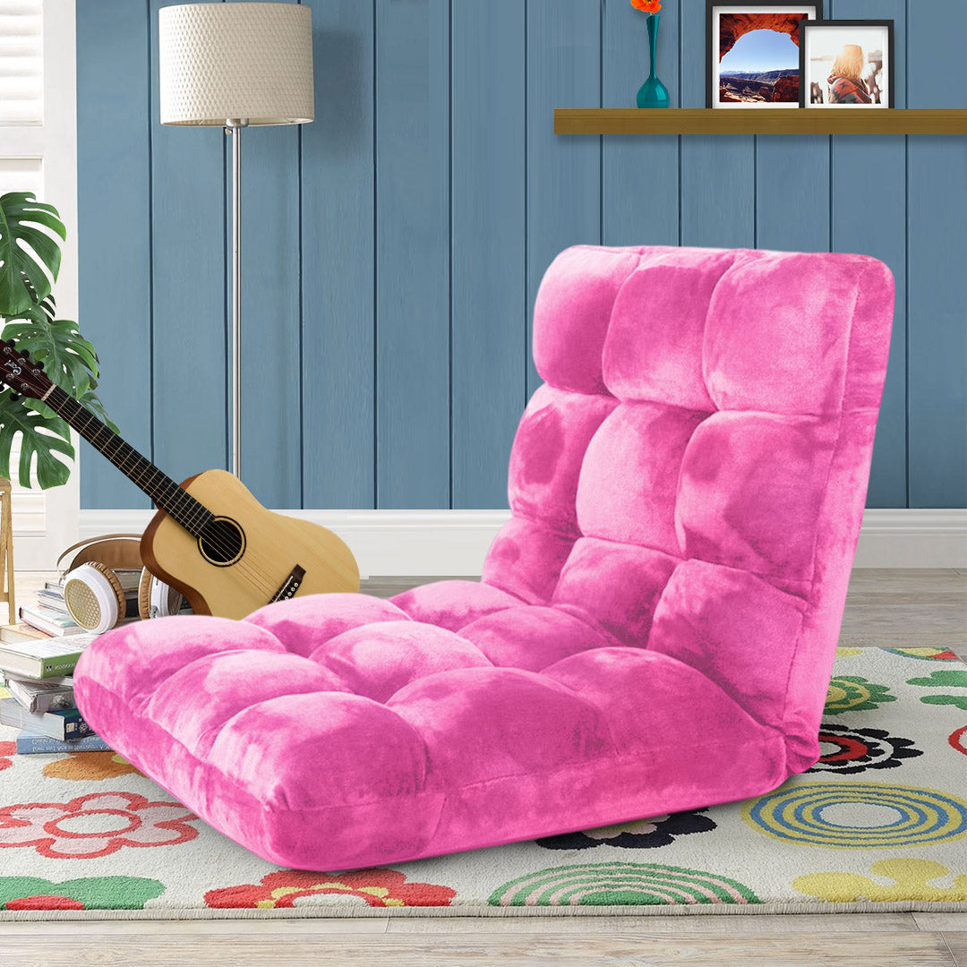 SOGA Floor Recliner Folding Lounge Sofa Futon Couch Folding Chair Cushion Light Pink • LUZ-LoungeChairLightPink