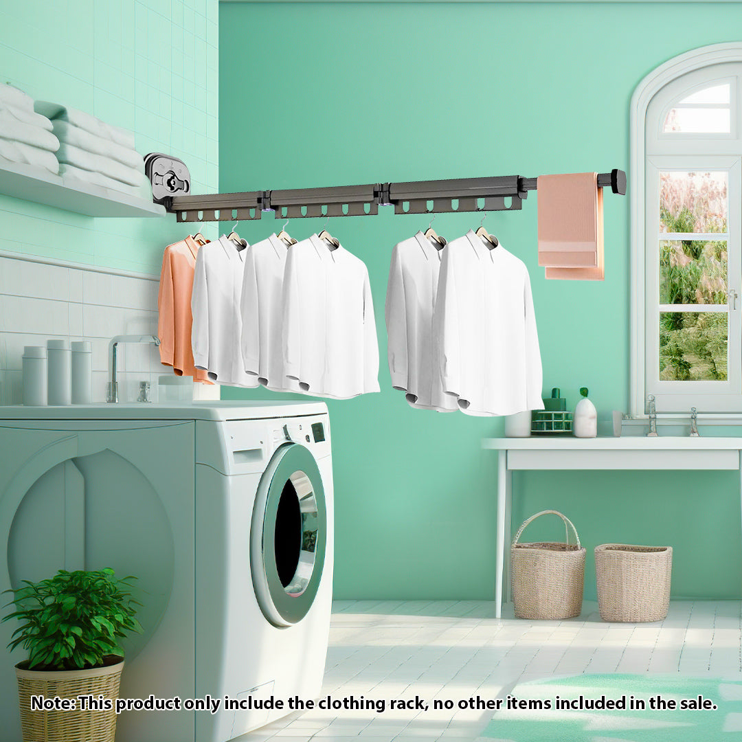 SOGA 2X 127.5cm Wall-Mounted Clothing Dry Rack Retractable Space-Saving Foldable Hanger • LUZ-BSXPGKQ05X2