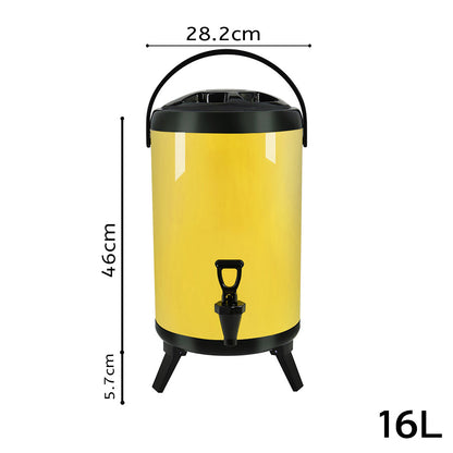 SOGA 2X 16L Stainless Steel Insulated Milk Tea Barrel Hot and Cold Beverage Dispenser Container with Faucet Yellow • LUZ-VICDispenser16LYELX2
