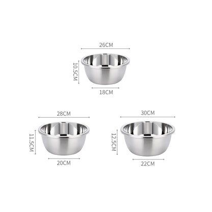SOGA 2X 3Pcs Deepen Polished Stainless Steel Stackable Baking Washing Mixing Bowls Set Food Storage Basin • LUZ-Bowl886X2
