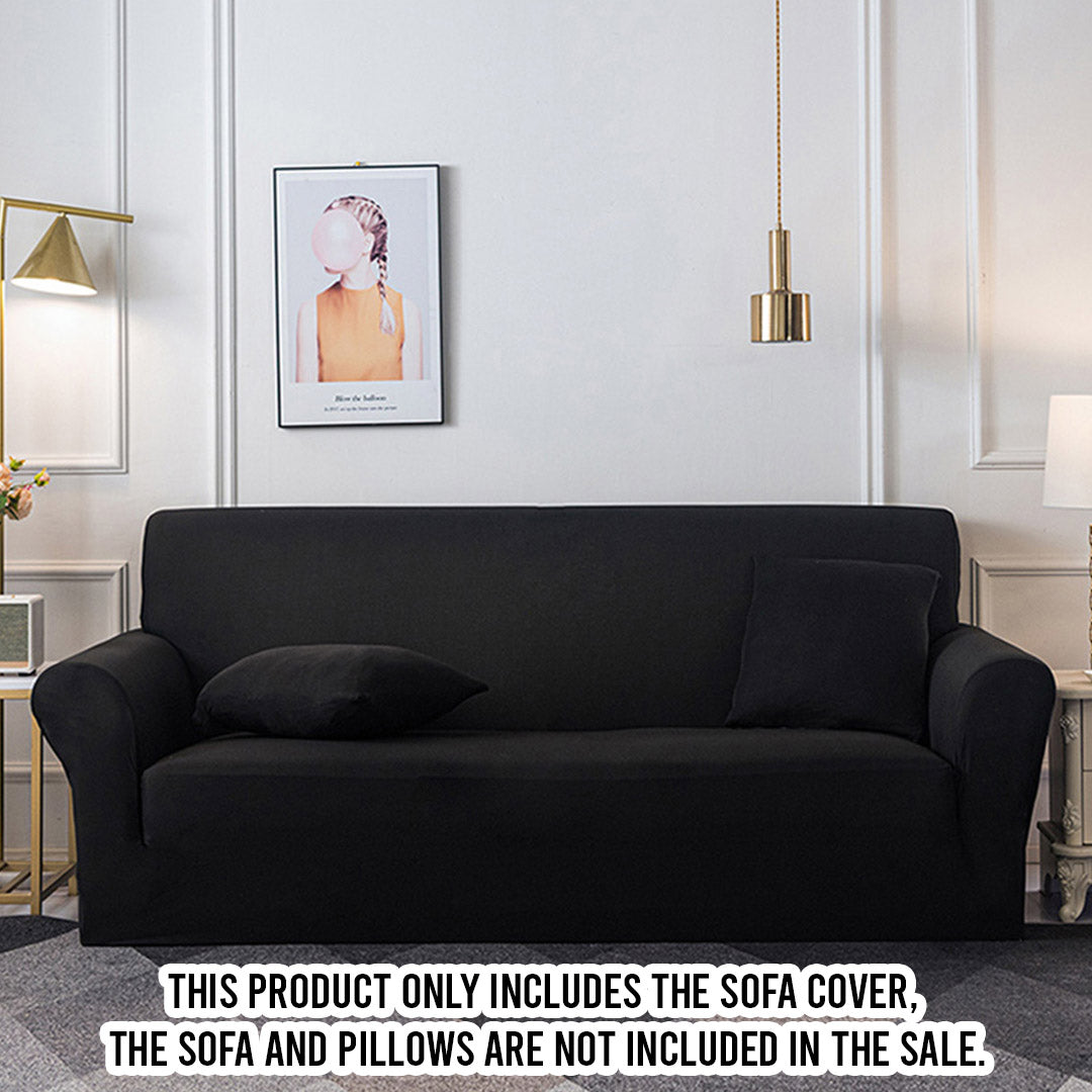 SOGA 4-Seater Black Sofa Cover Couch Protector High Stretch Lounge Slipcover Home Decor • LUZ-SofaCov204