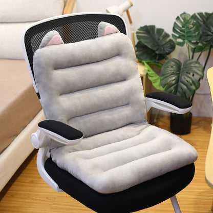 SOGA 2X Grey One Piece Siamese Cushion Office Sedentary Butt Mat Back Waist Chair Support Home Decor With Cat Ears • LUZ-SCushion051X2