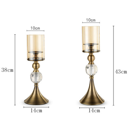 SOGA 43cm 38cm Glass Candle Holder Candle Stand Glass/Metal • LUZ-CandleStickSetB