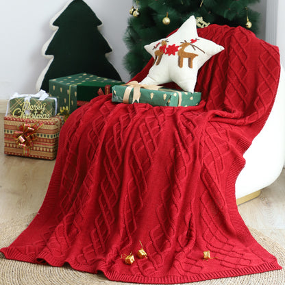 SOGA 2X 130x180cm Throw Blanket Red Christmas Chunky Yarn Woven Decorative Cozy Knit for Holiday Home Decor • LUZ-Blanket936X2