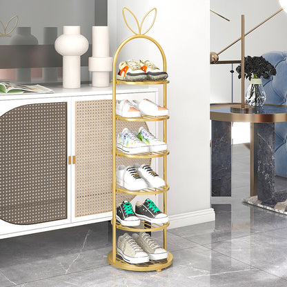 SOGA 6 Tier Bunny Ears Shape Gold Plated Metal Shoe Organizer Space Saving Portable Footwear Storage Shelf • LUZ-FPotXJ09
