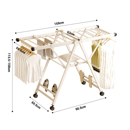 SOGA 2X 140cm Portable Wing Shape Clothes Drying Rack Foldable Space-Saving Laundry Holder • LUZ-BSYXYJ14011X2