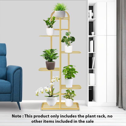 SOGA 2X 6 Tier 7 Pots Gold Metal Plant Stand Flowerpot Display Shelf Rack Indoor Home Office Decor LUZ-FPotH14X2