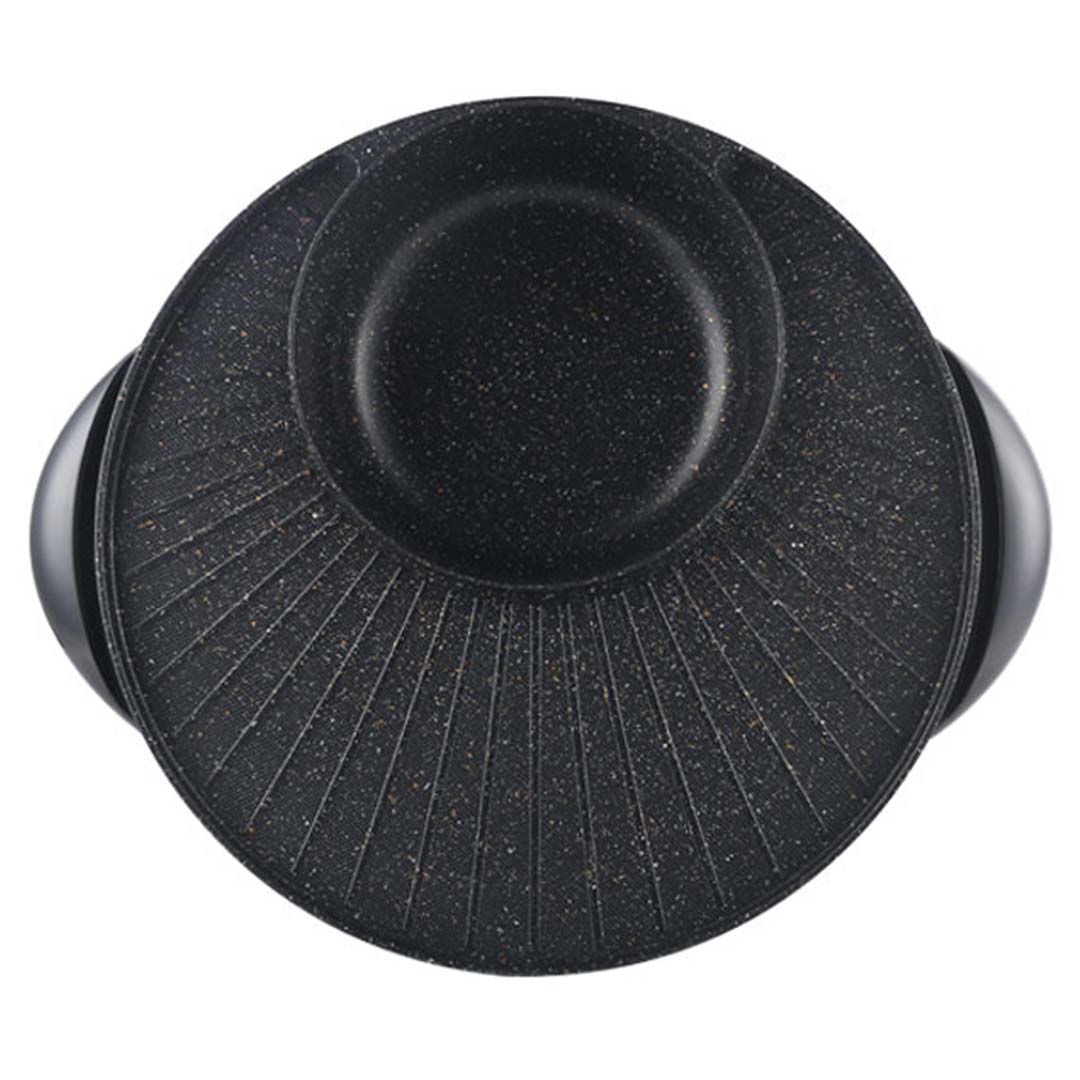 SOGA 2 in 1 Electric Stone Coated Teppanyaki Grill Plate Steamboat Hotpot 3-5 Person • LUZ-SteamboatHotPotandGrillRound