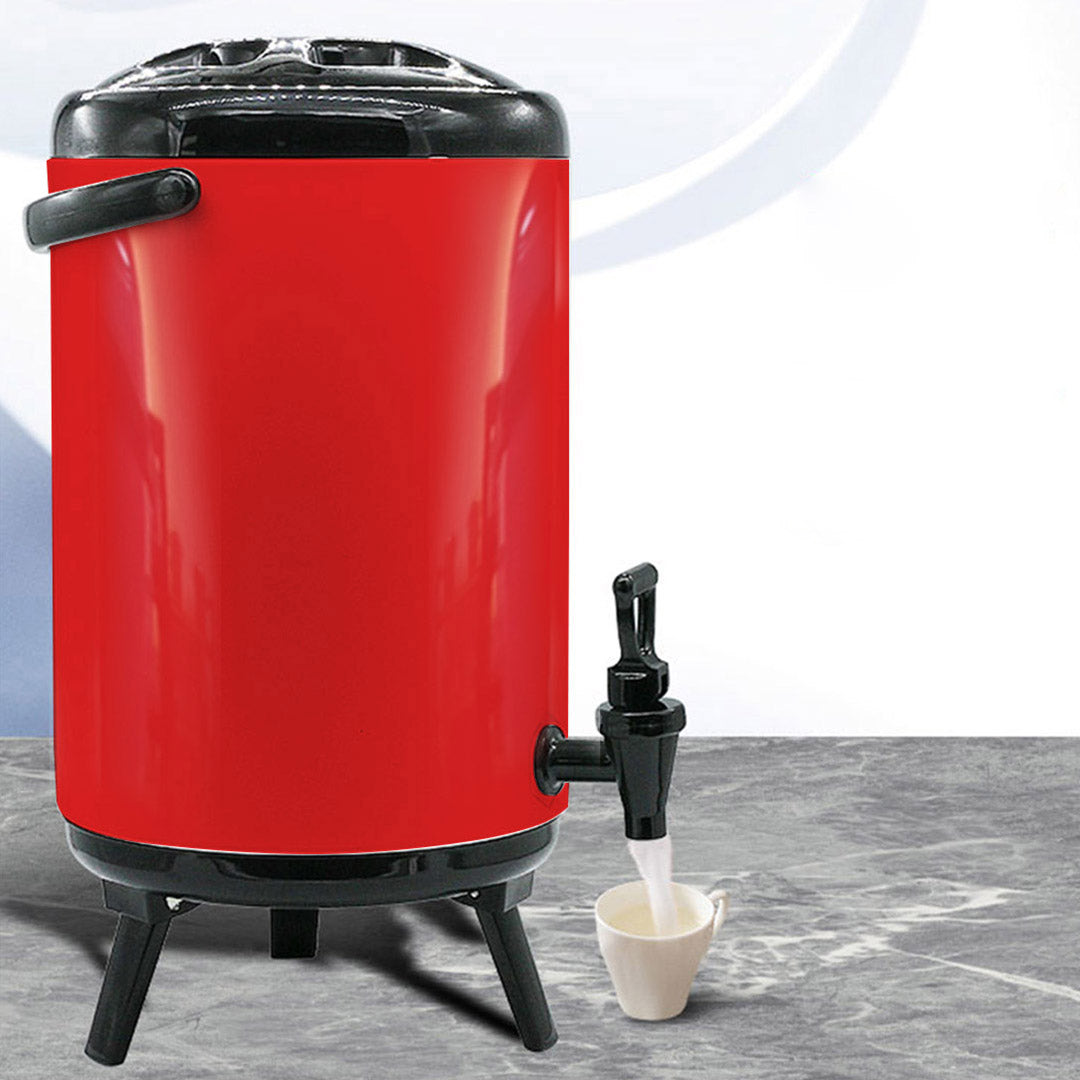 SOGA 2X 8L Stainless Steel Insulated Milk Tea Barrel Hot and Cold Beverage Dispenser Container with Faucet Red • LUZ-VICDispenser8LREDX2